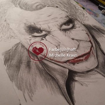 Zeichnung Joker aus The Badman Heath Ledger